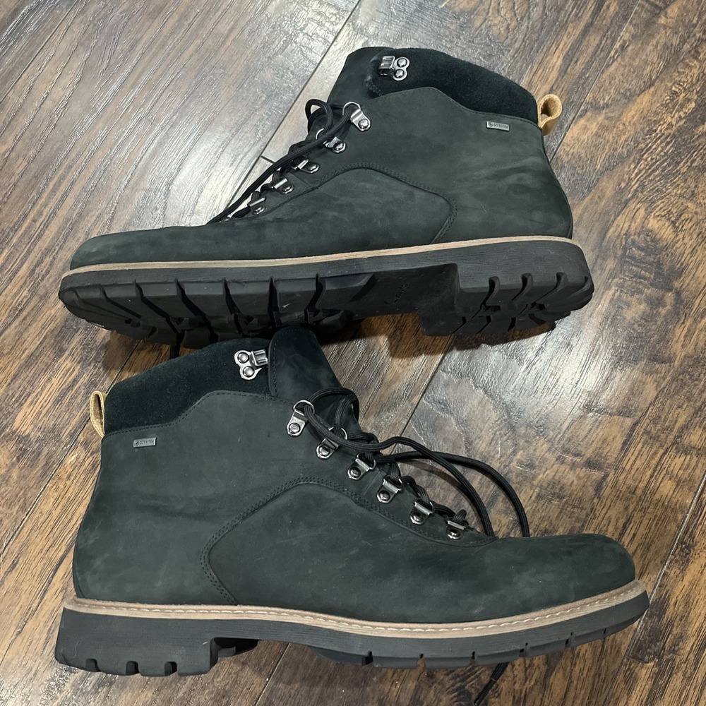 Clarks Gore-Tex Leather Ankle Hiking Boots Black Waterproof Lace Up Men's 13M